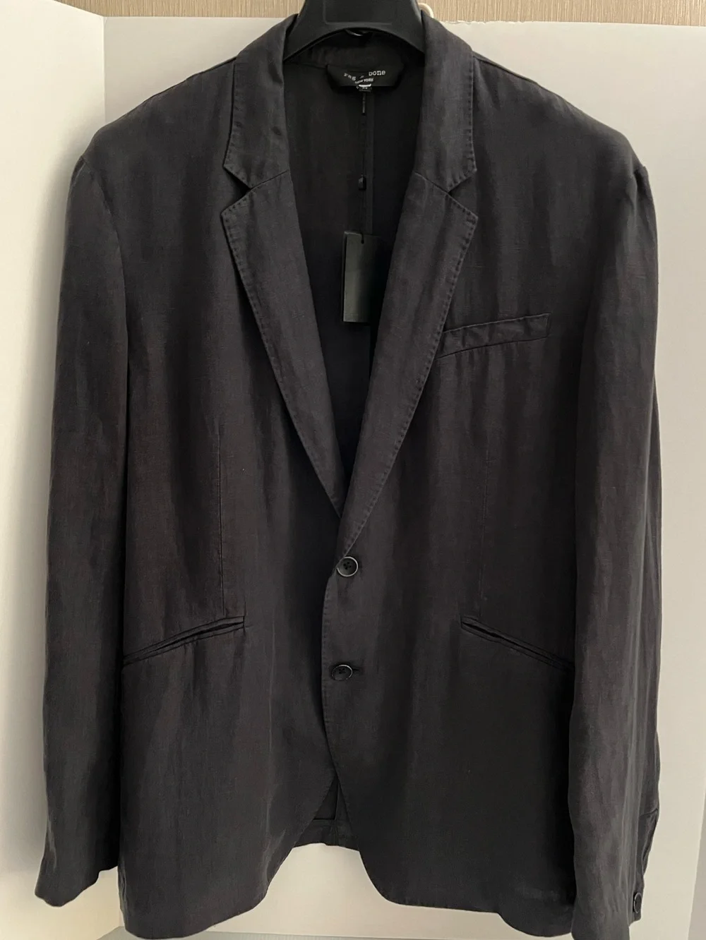 RAG & BONE WASHED DISTRESSED 100% FINE LINEN Notch Collar Blazer